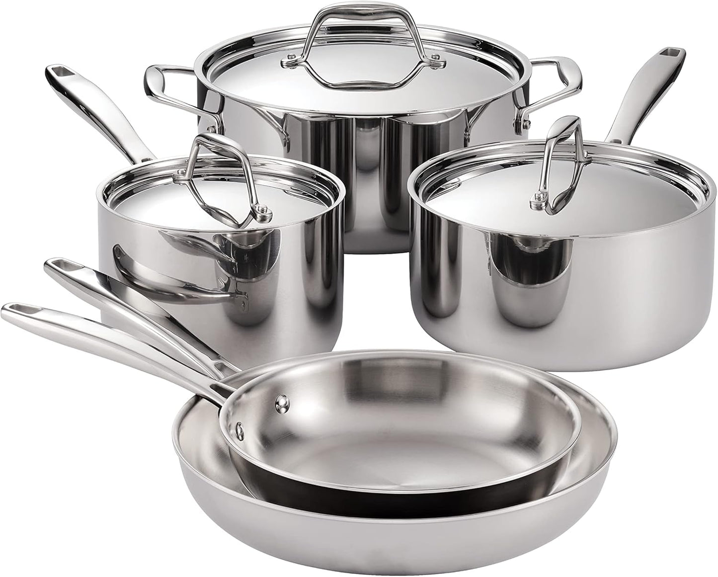 Tramontina Tri-Ply Clad Stainless Steel 8-Piece Cookware Set With Lids