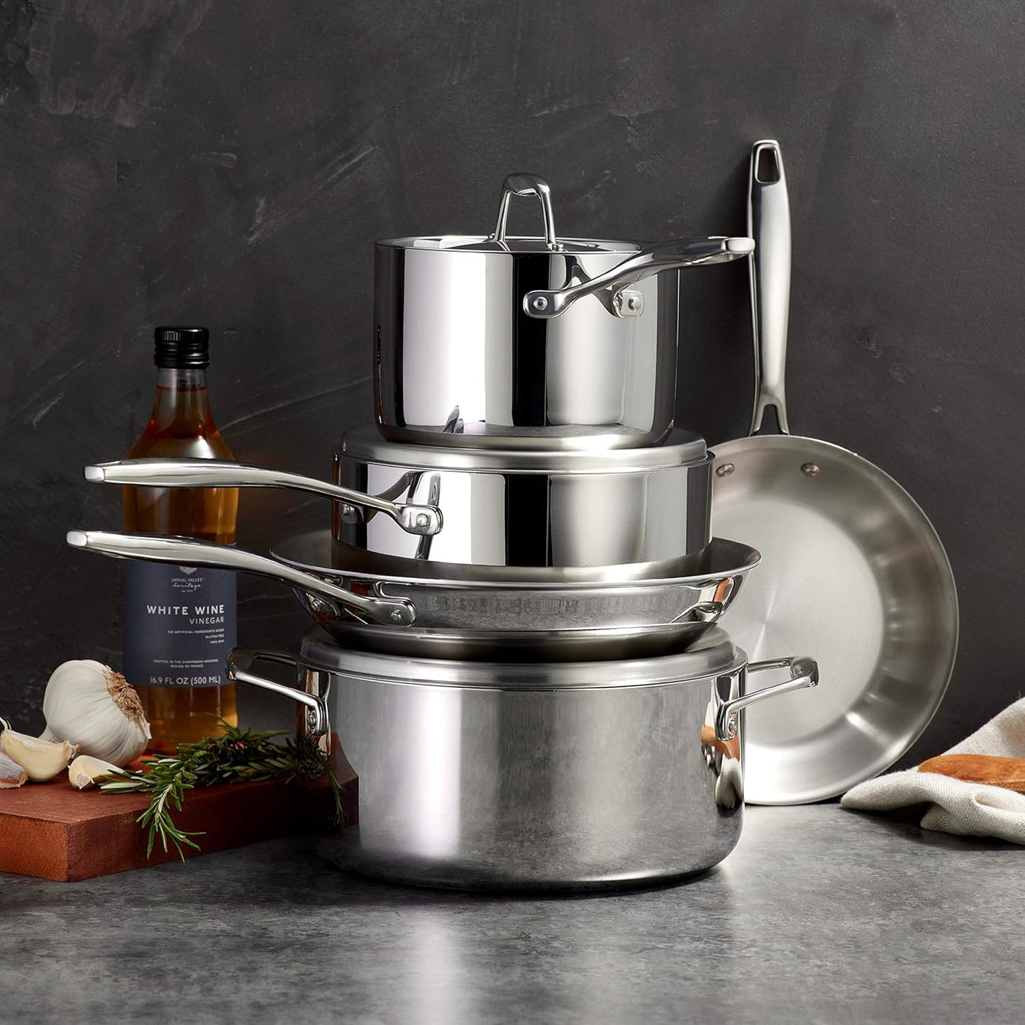 Tramontina Tri-Ply Clad Stainless Steel 8-Piece Cookware Set With Lids