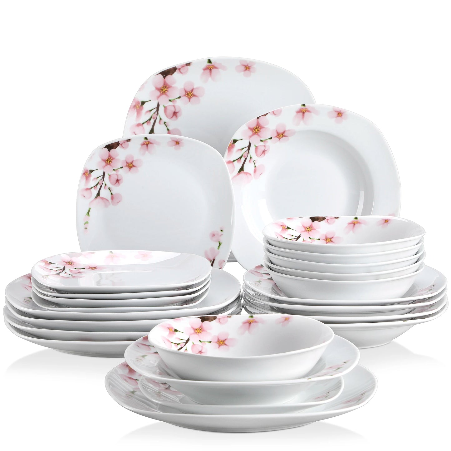 VEWEET ANNIE 24/48-Piece Porcelain Dinner Set