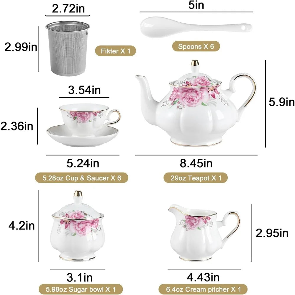 Floral Embossed Tea Service for 6