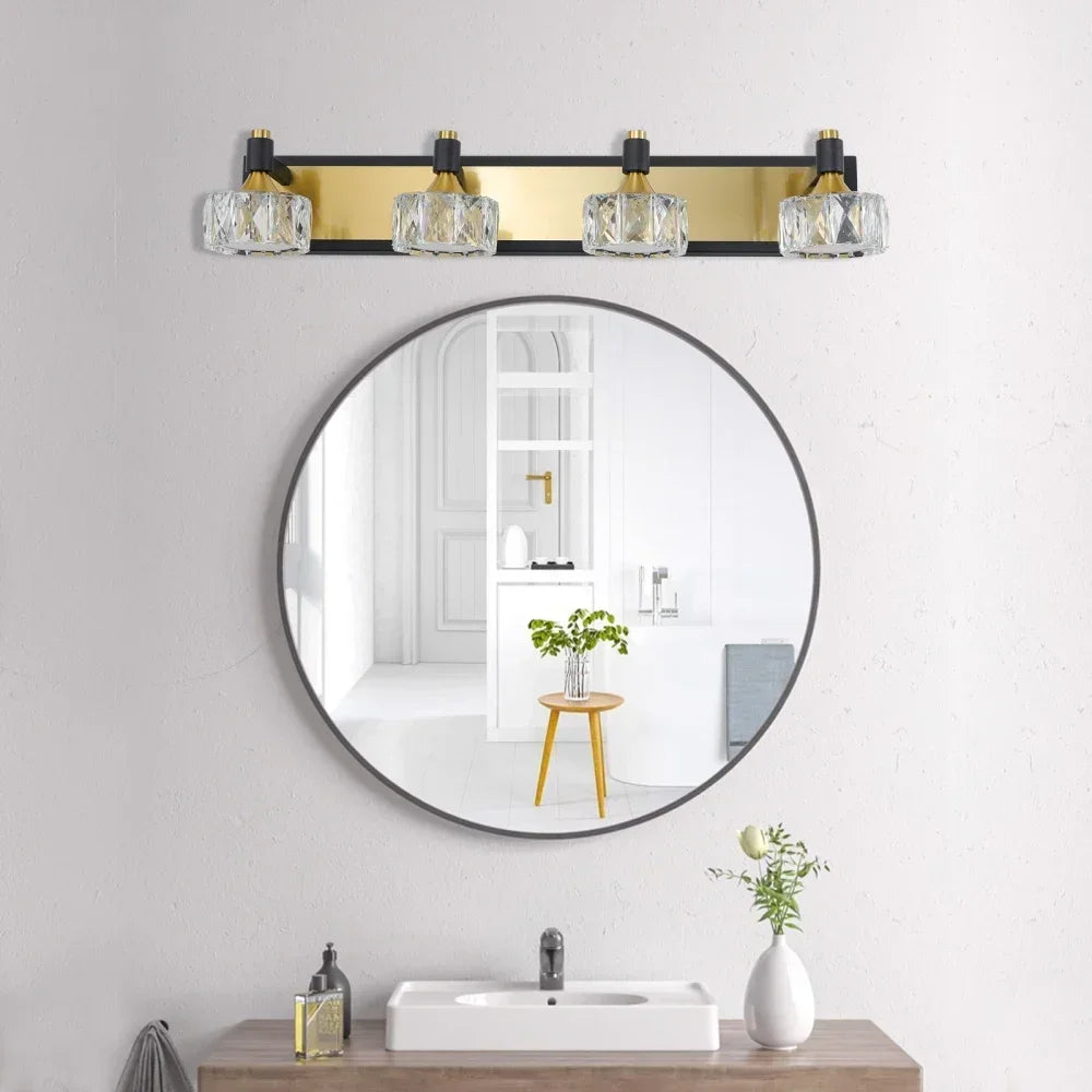 4-Lights Modern Crystal Bathroom Wall Vanity Light Fixture