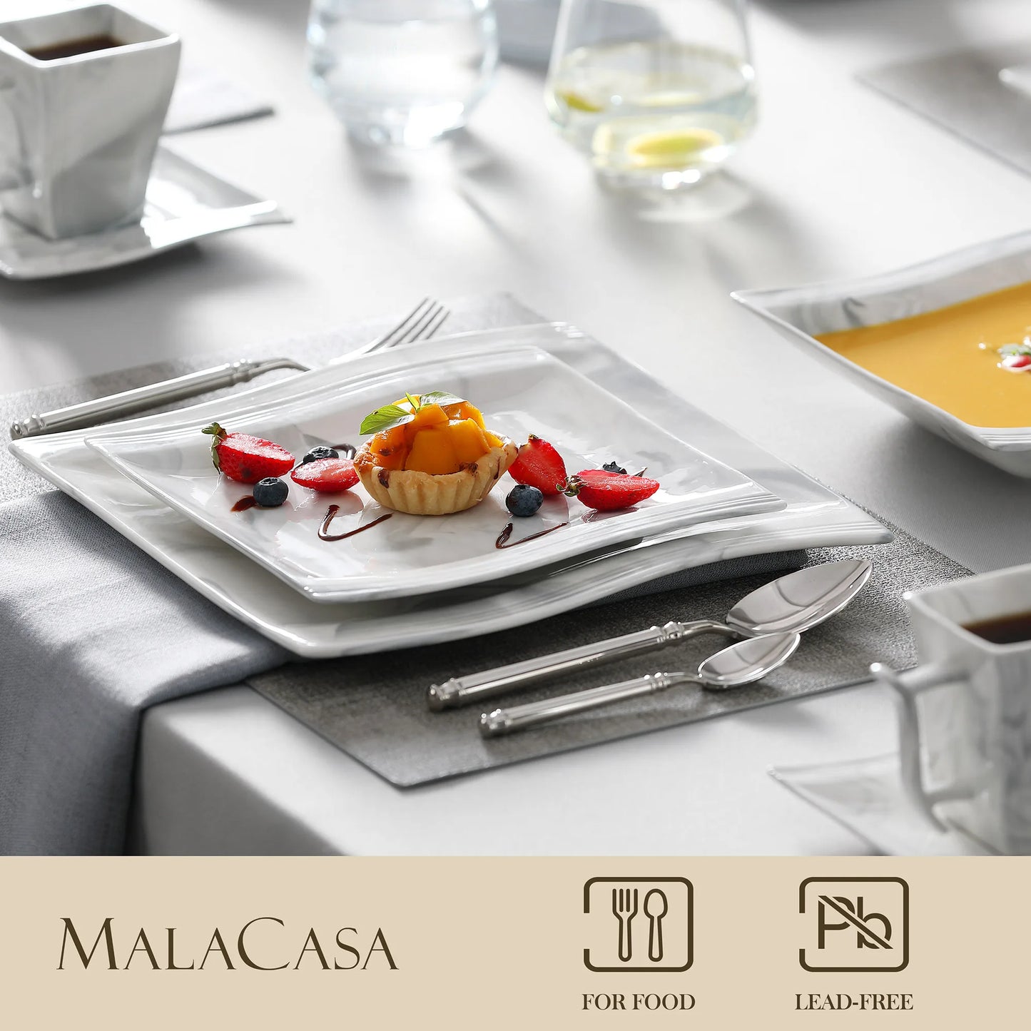 30/60PCS Marble Porcelain Dinnerware Set