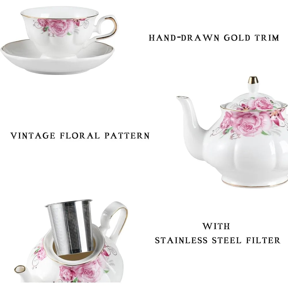 Floral Embossed Tea Service for 6