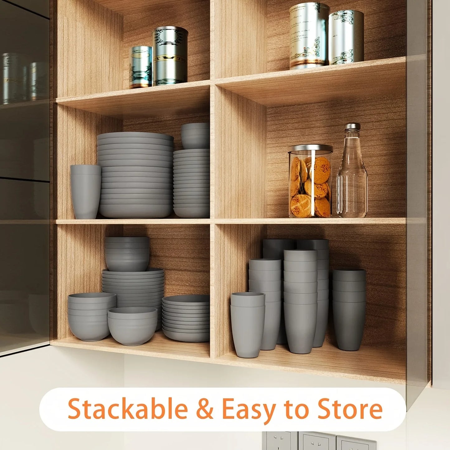 16/32pcs Plastic Tableware Set, Microwave And Dishwasher Safe