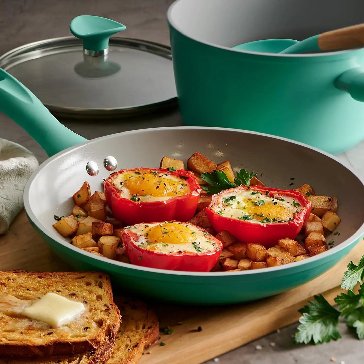 14-Piece Heavy-Gauge Aluminum Ceramic Non Stick Cookware Set