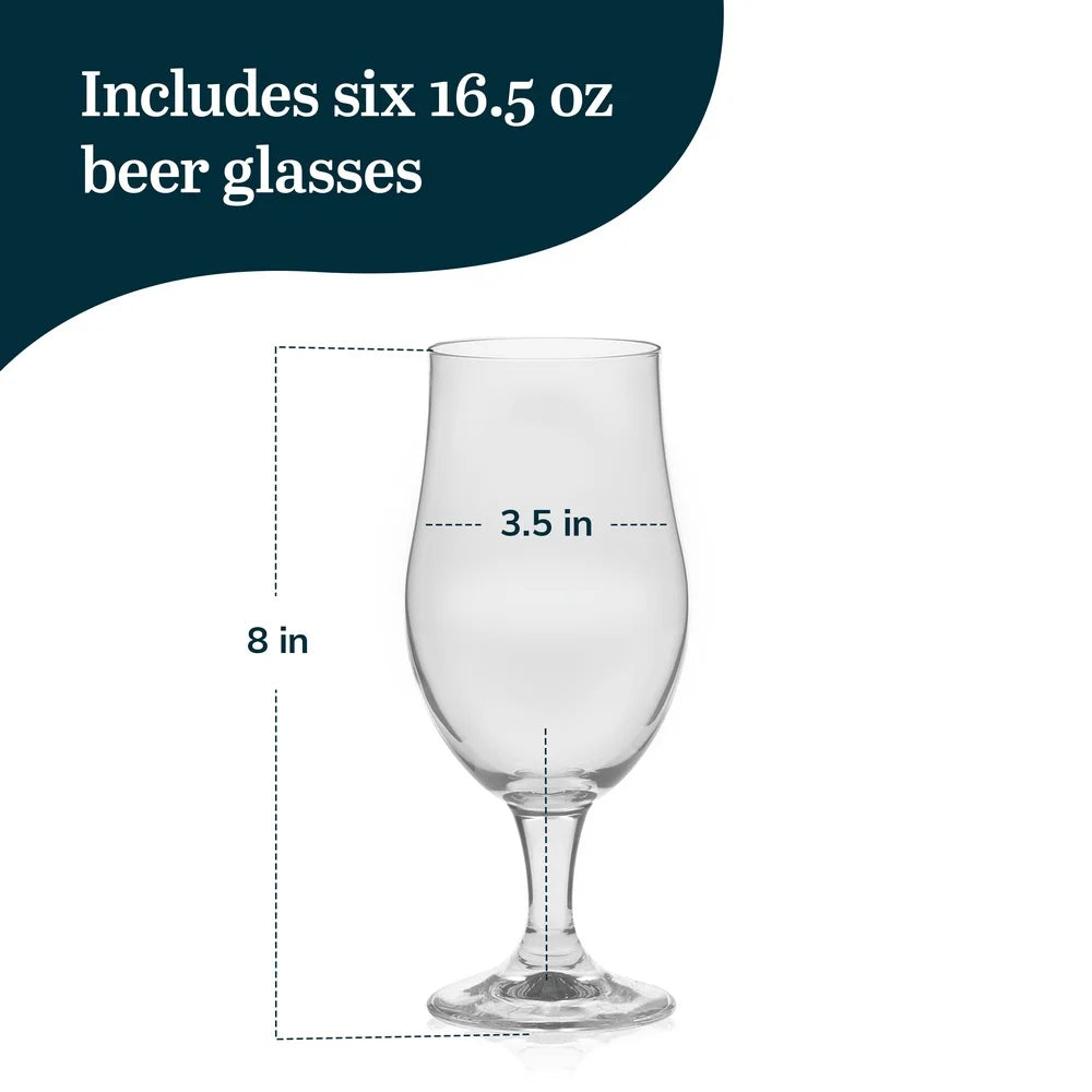 Set of 6 Elegant Belgian Tulip Beer Glasses