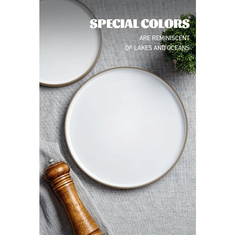 12 Piece Nature Stoneware Dinnerware Sets for 4, Assorted Colors