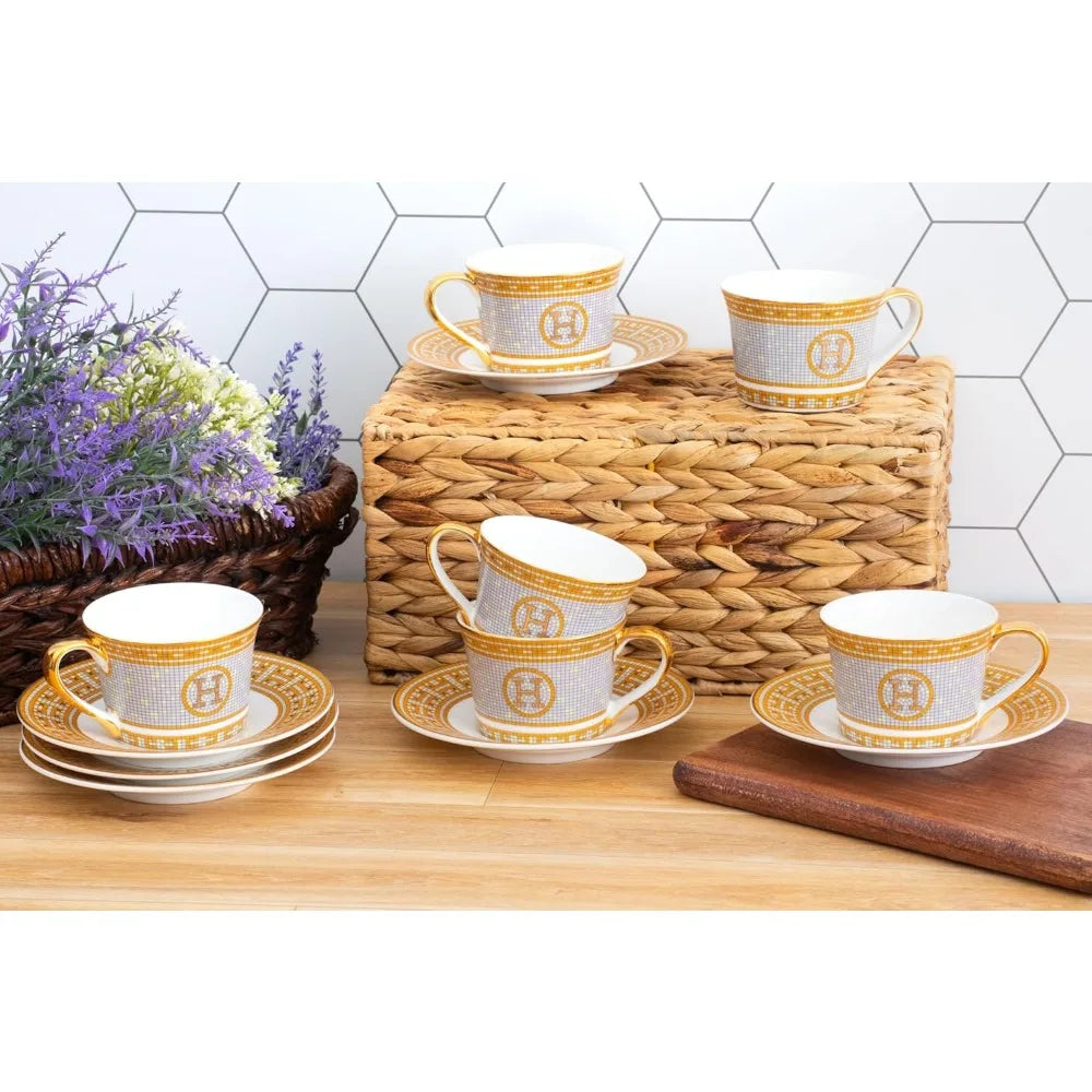 Luxurious 12 Piece Royalty Porcelain Tea Set