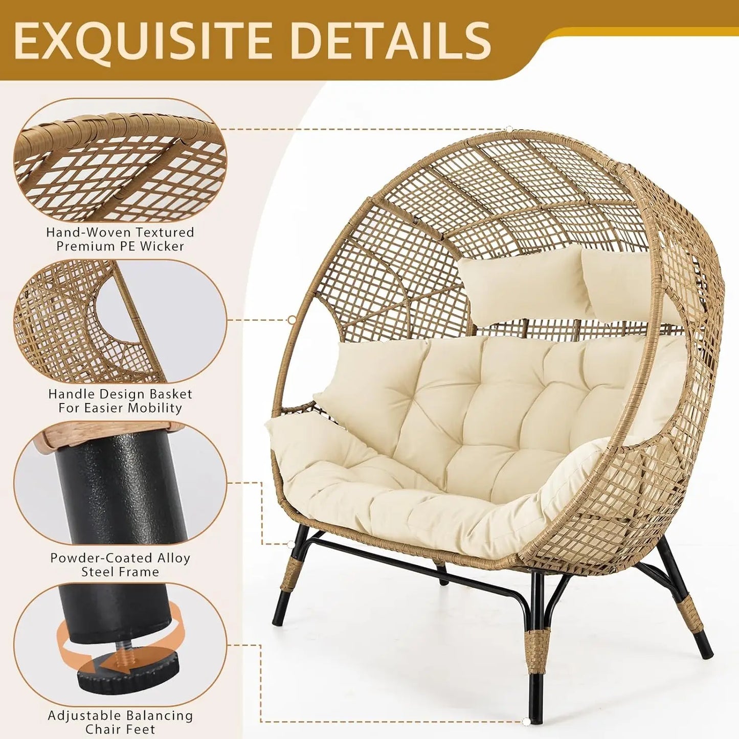 Indoor/ Outdoor Stationary Double Egg Chair