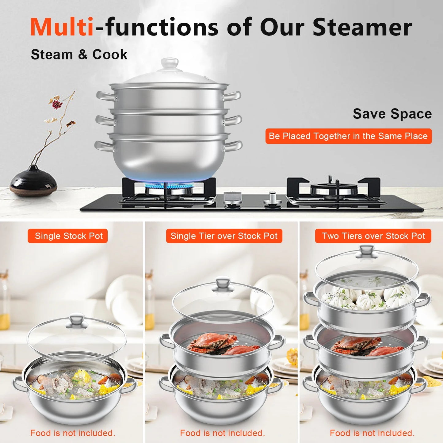 3-tier Stainless Steel Steam Cooker