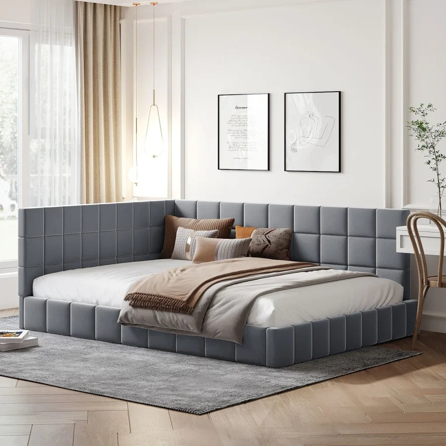 Gray Full Size Modern Upholstered Daybed/Sofa Bed Frame
