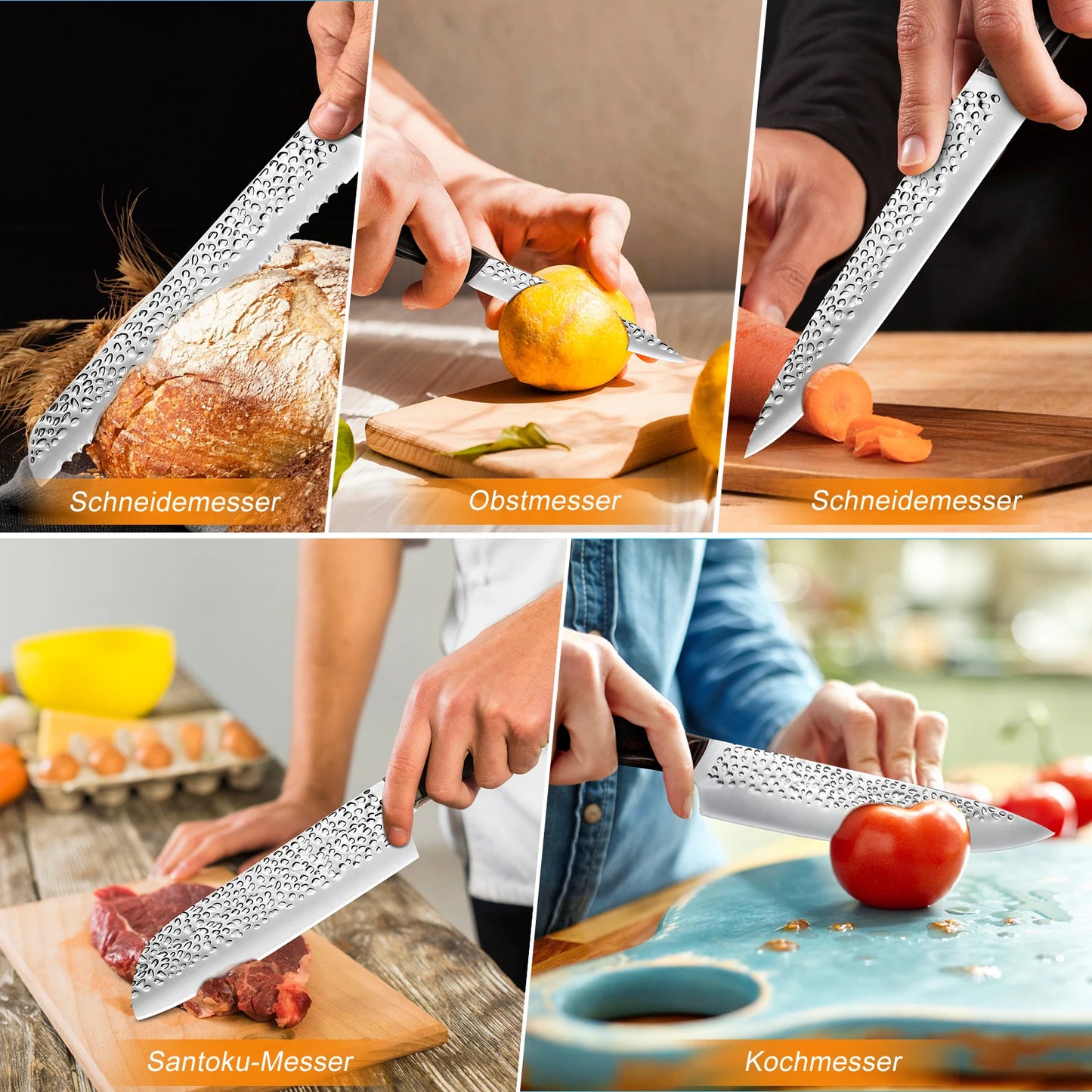 8pcs Hammer Pattern Chef Knives Set