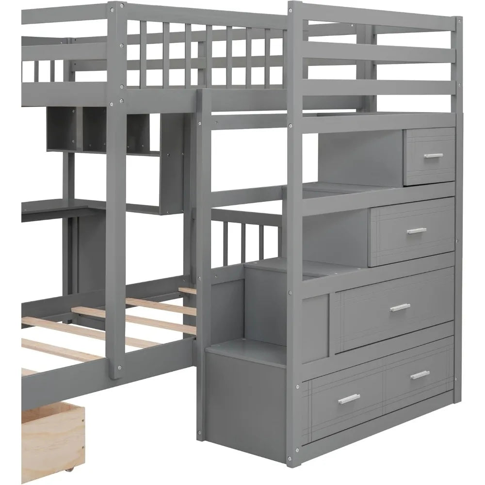 Harper & Bright Designs Full Over Twin Bunk Bed