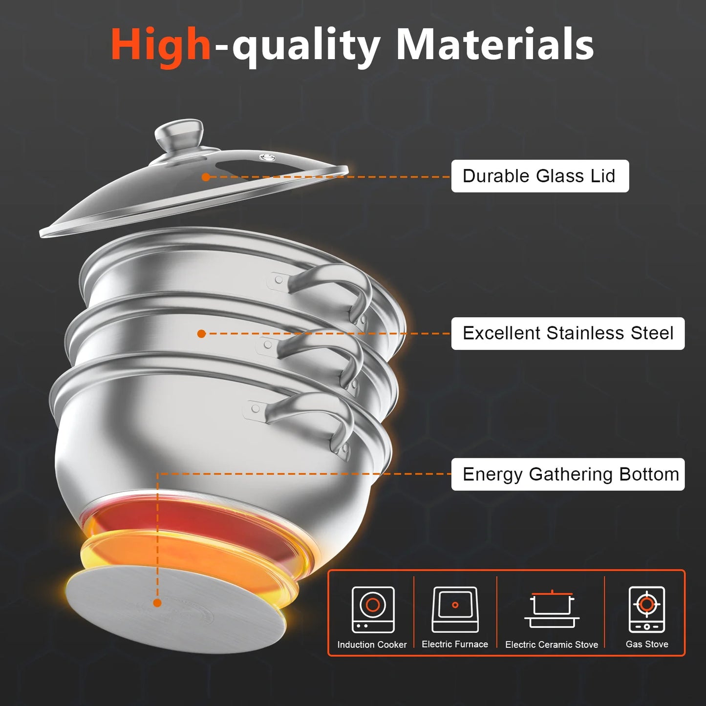 3-tier Stainless Steel Steam Cooker