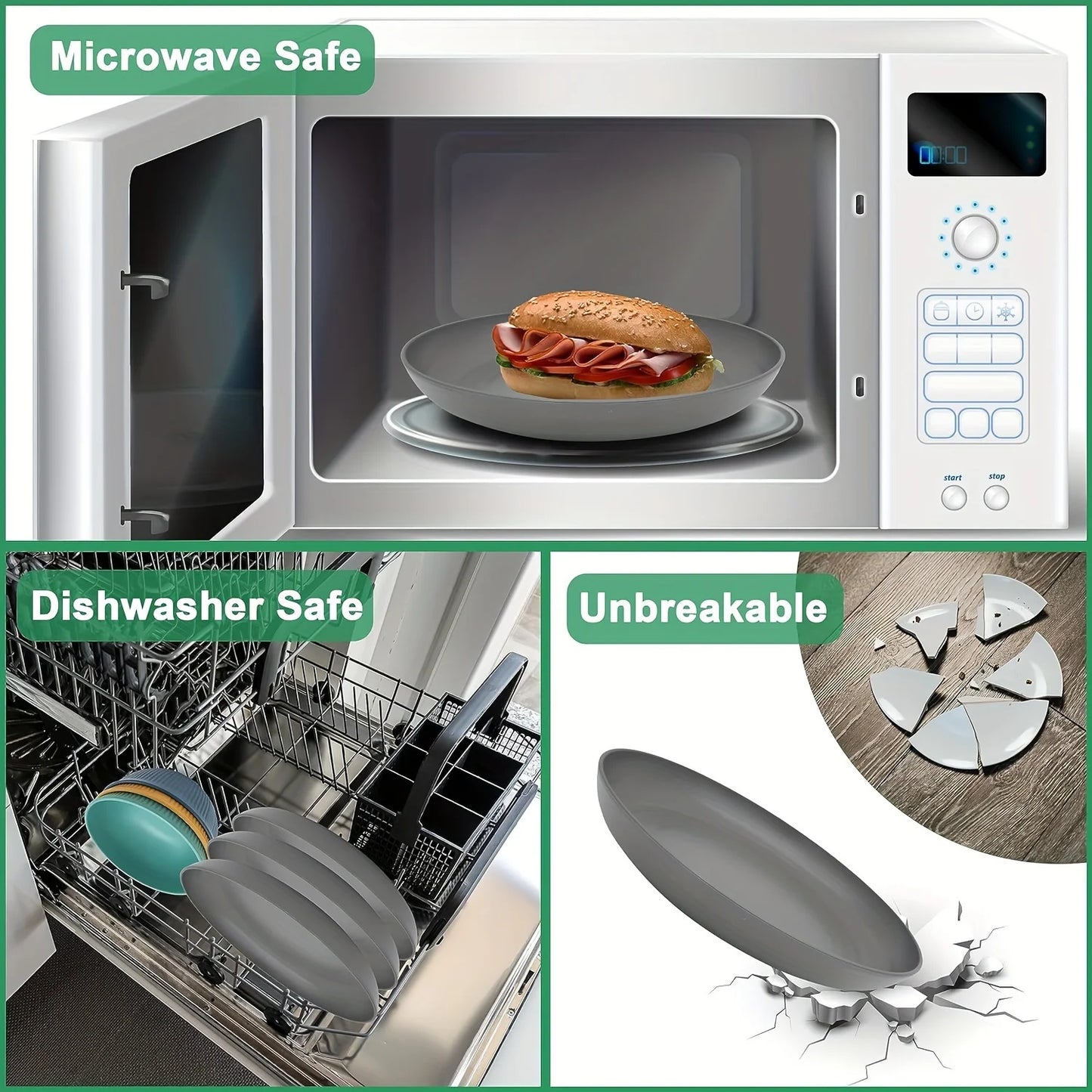 16/32pcs Plastic Tableware Set, Microwave And Dishwasher Safe