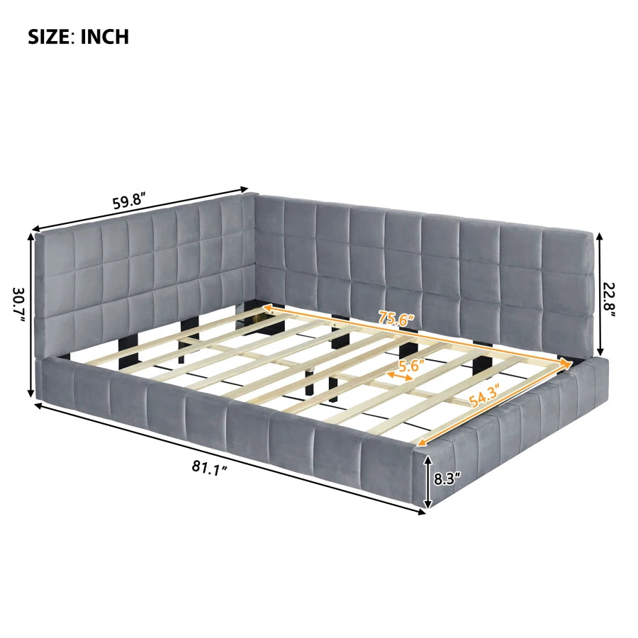 Gray Full Size Modern Upholstered Daybed/Sofa Bed Frame