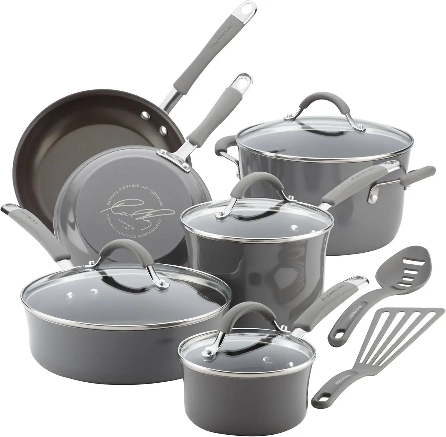 Cucina Nonstick Cookware Set, 12 Piece, Sea Salt Gray