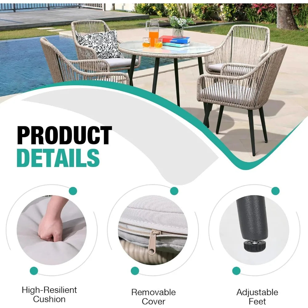 5-Piece All-Weather Twisted Rattan Patio Dining Set
