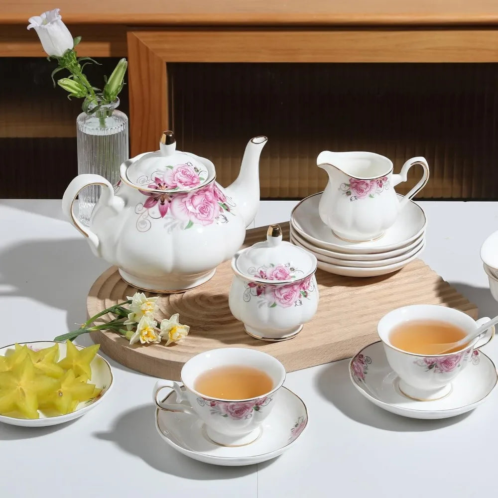 Floral Embossed Tea Service for 6
