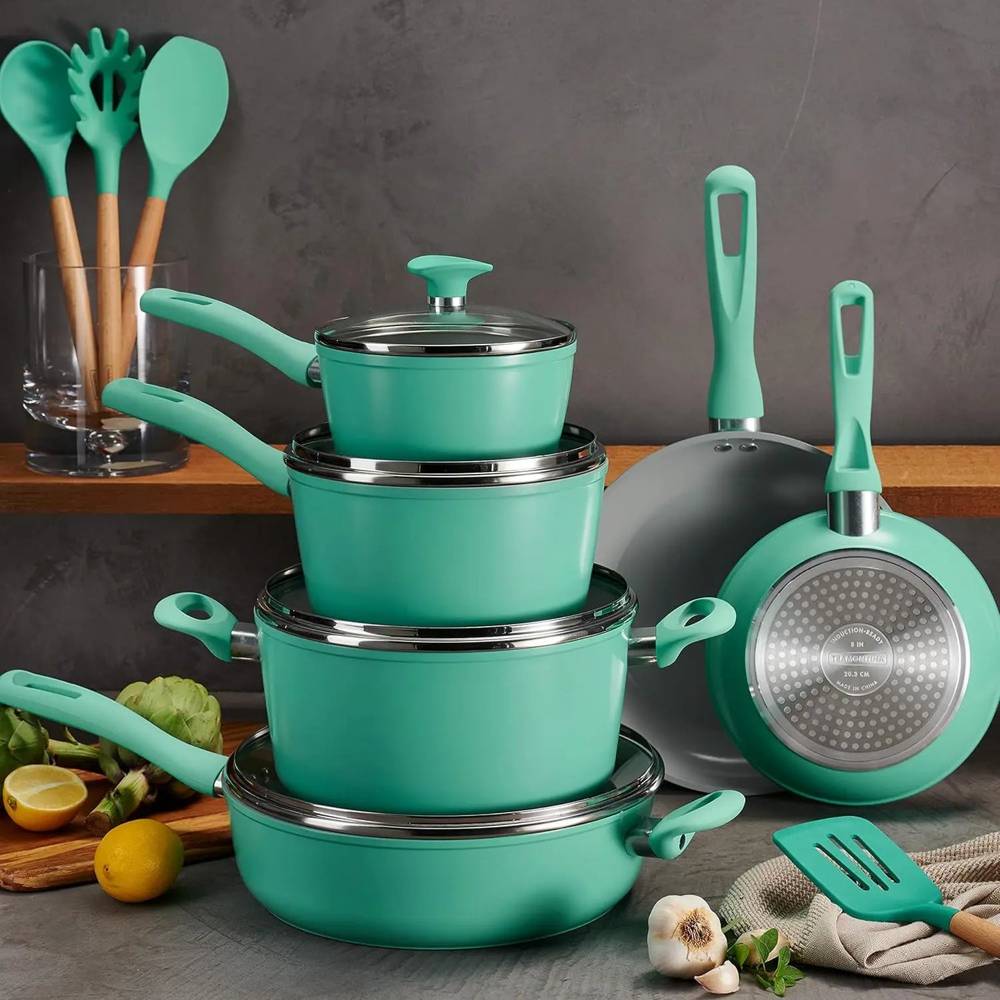 14-Piece Heavy-Gauge Aluminum Ceramic Non Stick Cookware Set