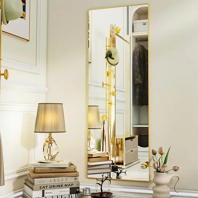 21" x 57" Full Length Aluminum Alloy Frame Floor Mirror with Stand