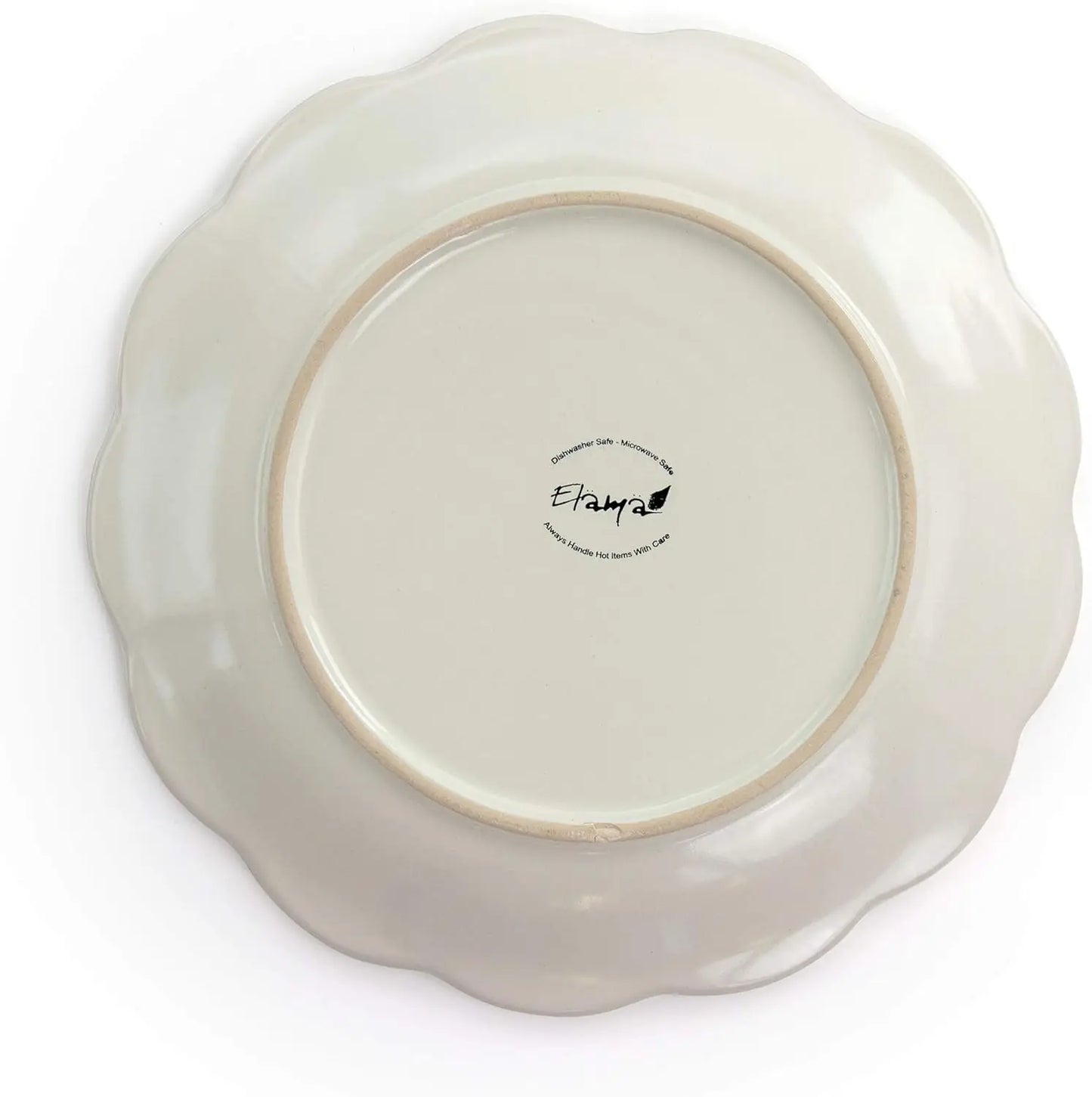 Elama Embossed Scalloped Stoneware Dinnerware Set, 16 Piece, Ivory