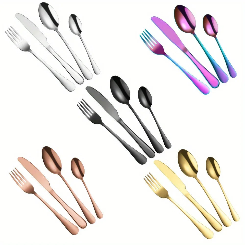 24-Piece Stainless Steel Cutlery Set - Durable Stylish Design - Perfect for Home Dining