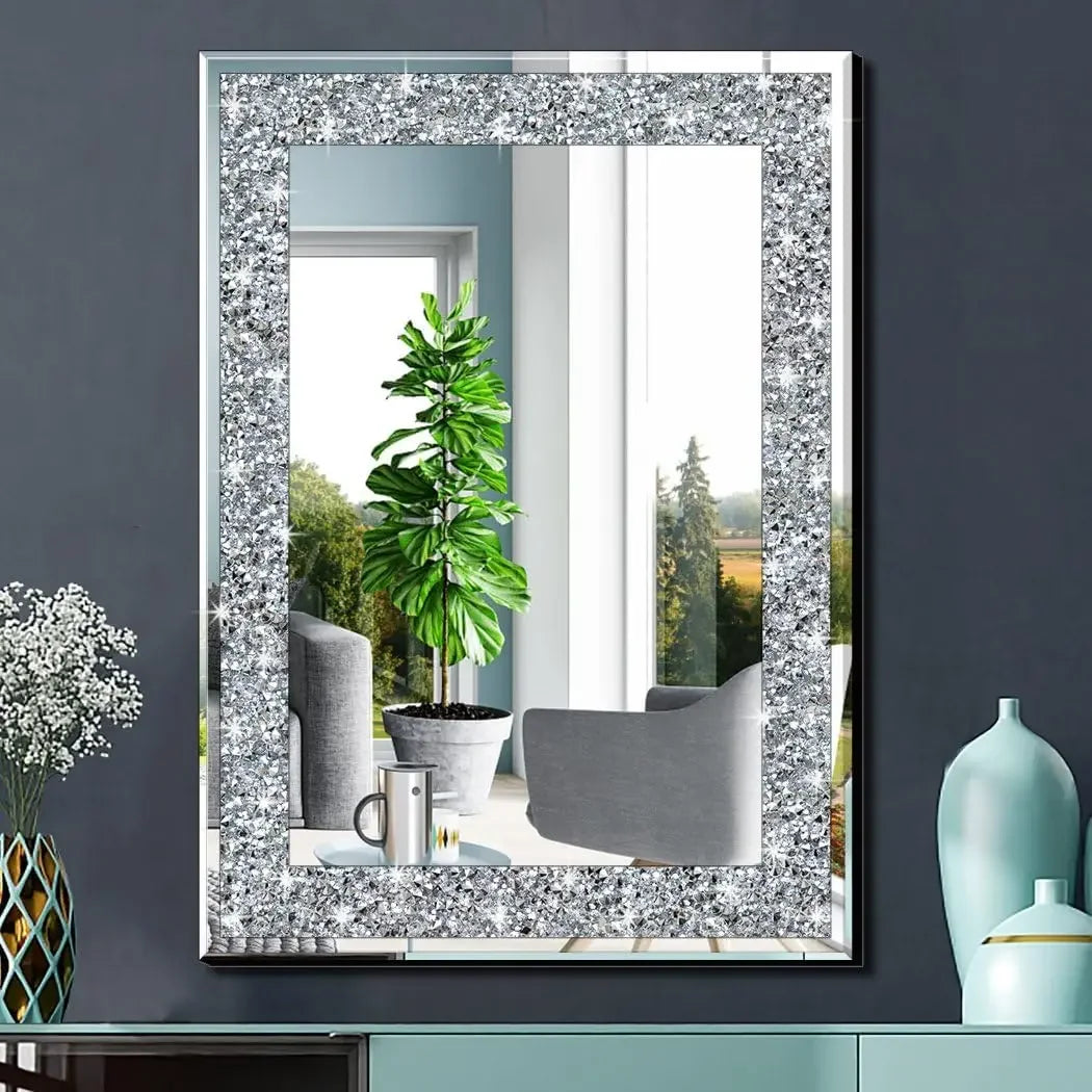 20x28 inch Frameless Crystal Crush Diamond Rectangle Wall Mirror