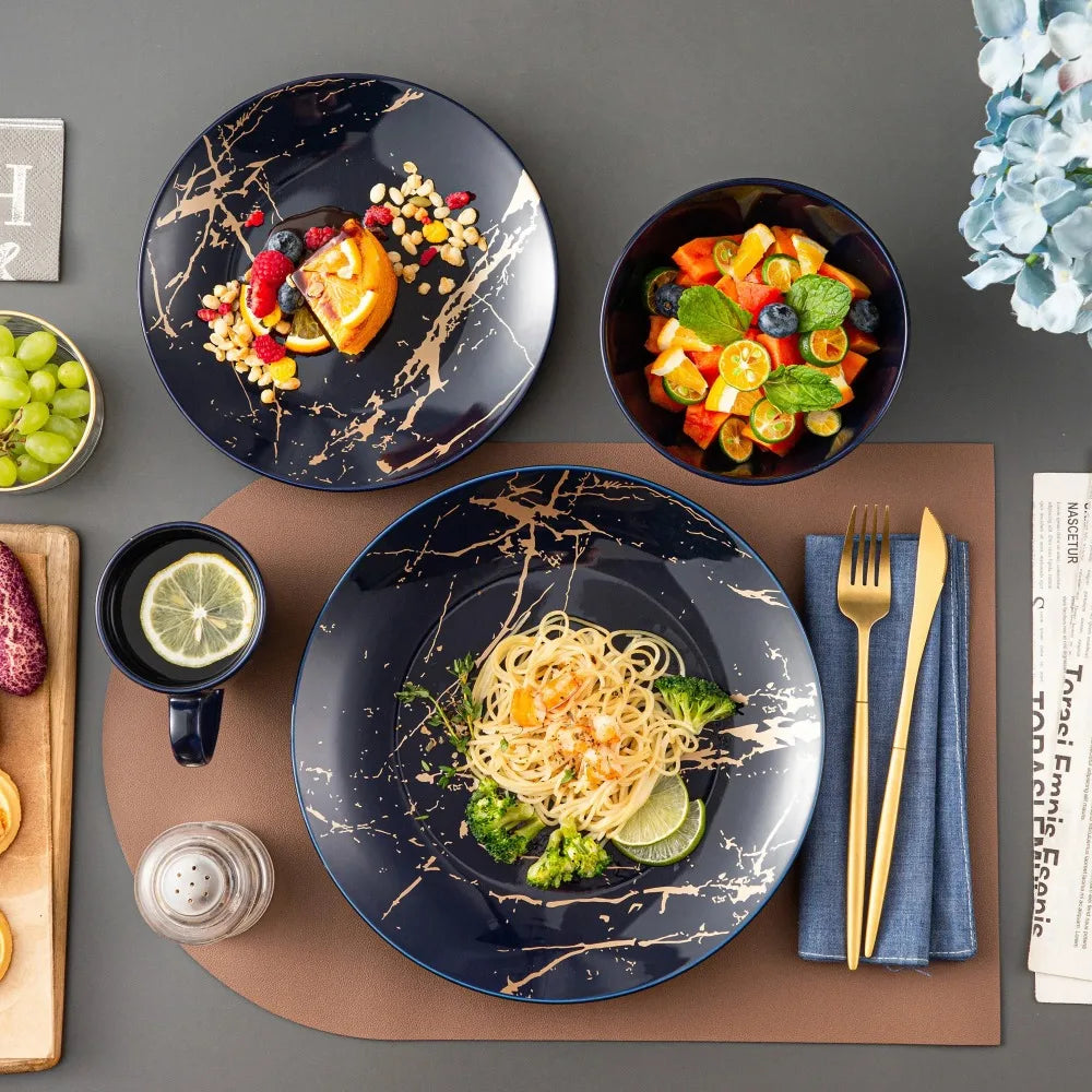 16 Piece Gold Splash Ceramic Tableware Set