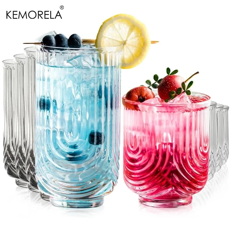 8 Piece 14/12OZ Art Deco Cocktail Glass Set