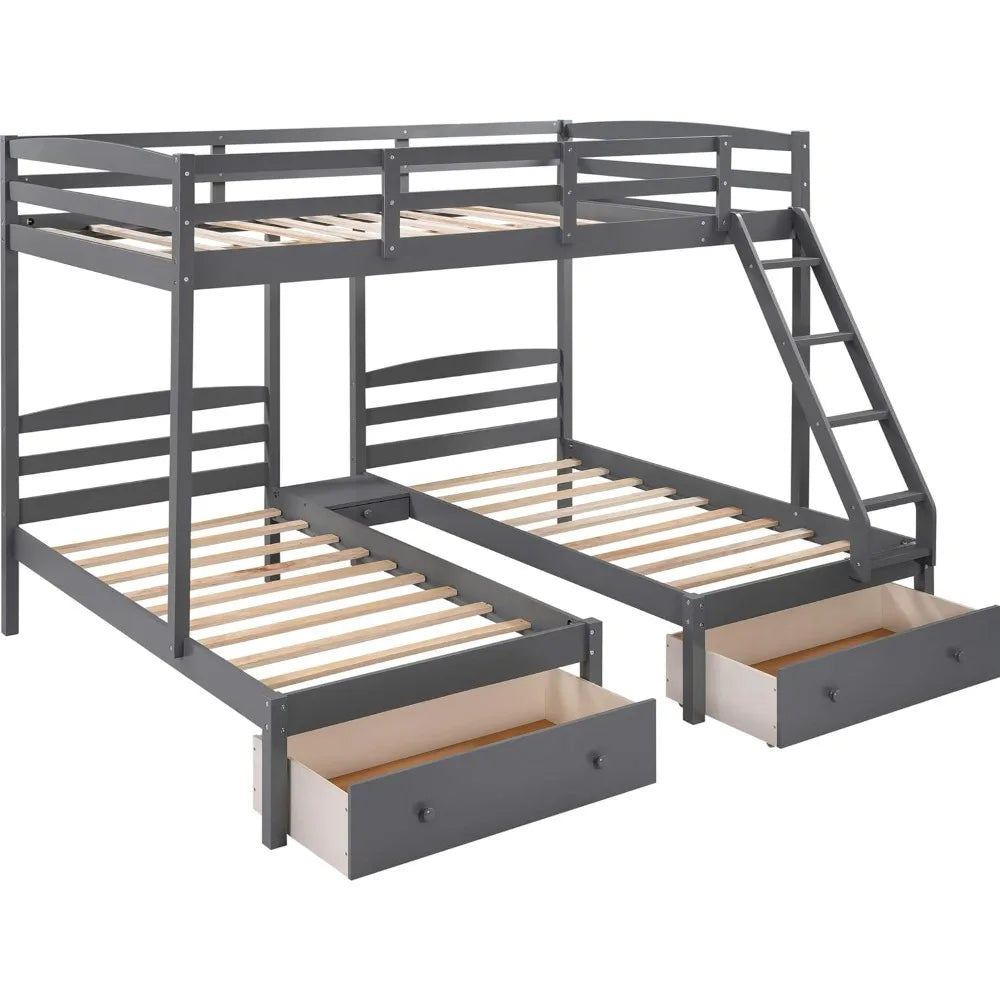Full Over 2 Twin Triple Bunk Beds