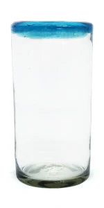 Blue Rim 120 oz Pitcher and 6 Drinking Glasses set, Recycled Glass, Lead-free, Toxin-Free