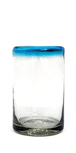 Blue Rim 120 oz Pitcher and 6 Drinking Glasses set, Recycled Glass, Lead-free, Toxin-Free