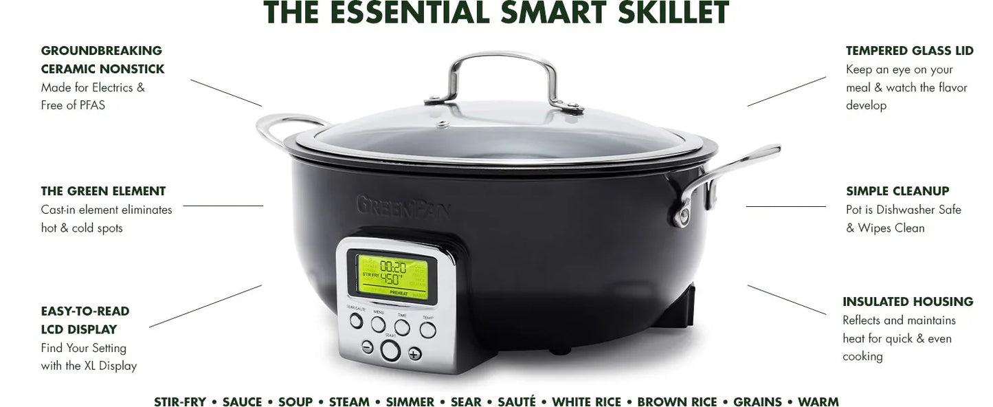 6QT DIE-CAST ALUMINUM SMART ELECTRIC SKILLET POT