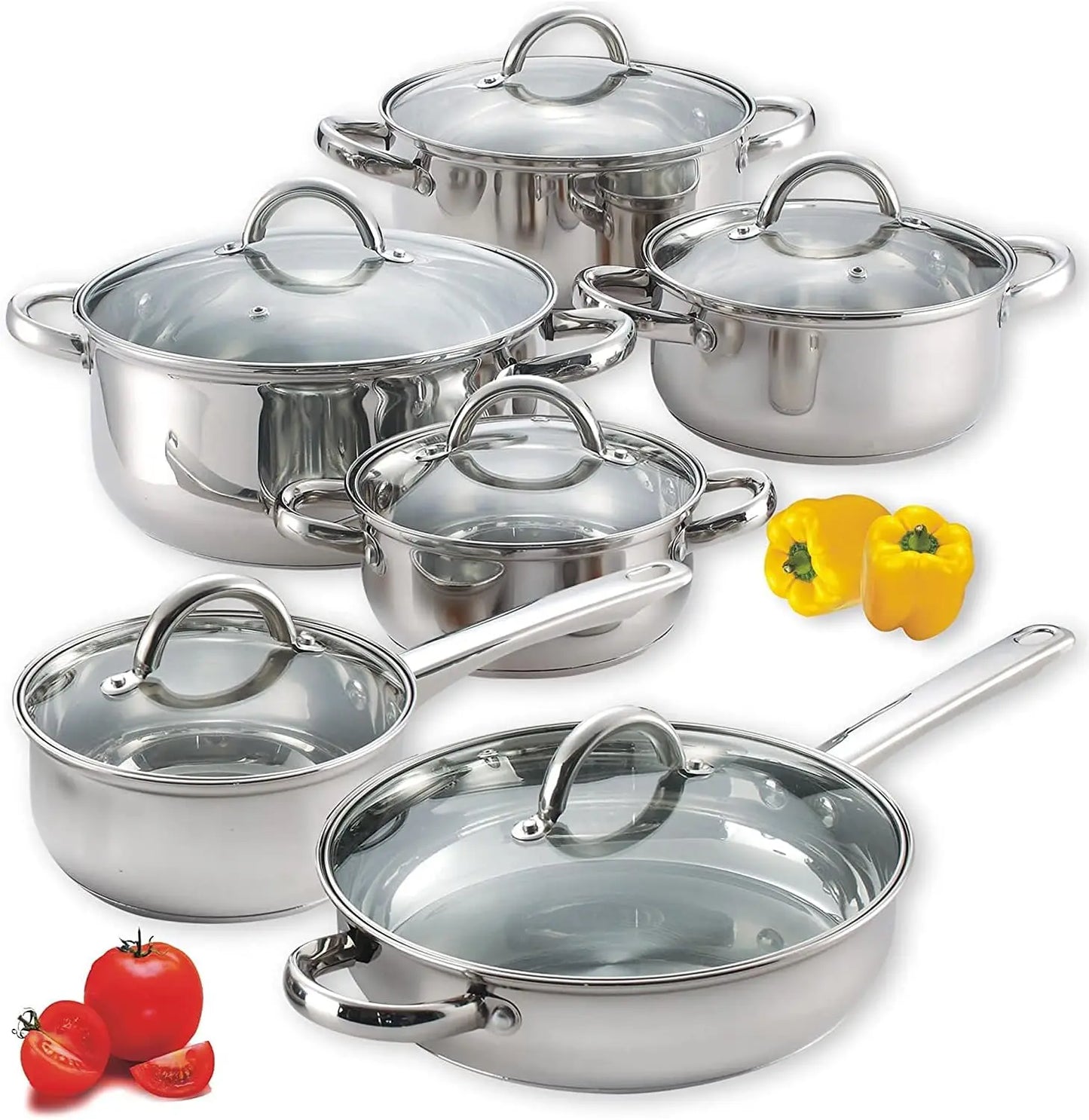 Cook N Home 12-Piece Basic Stainless Steel Cookware Set