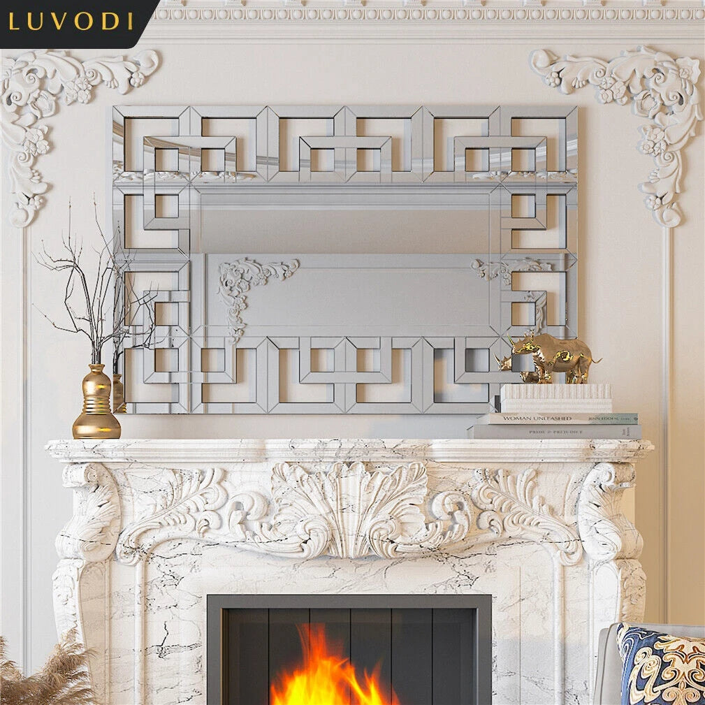 Silver Polished Hollow-out Decorative Wall Mirror