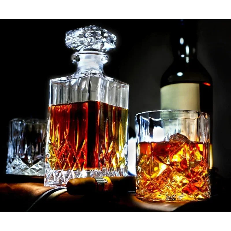 5 piece Italian Crafted Glass Decanter & Glasses Set