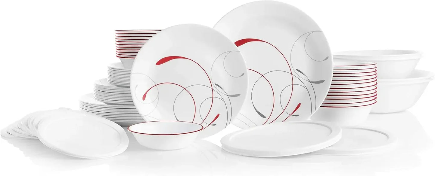 78-Piece, Service for 12, Triple Layer Glass Dinnerware Set