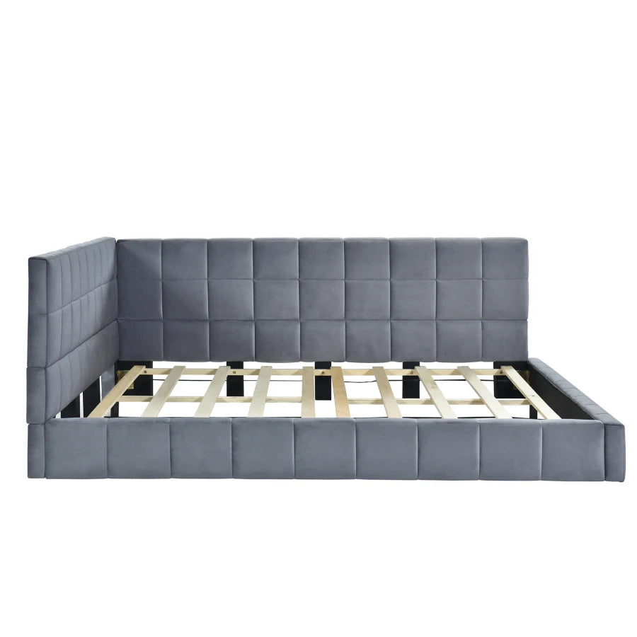 Gray Full Size Modern Upholstered Daybed/Sofa Bed Frame