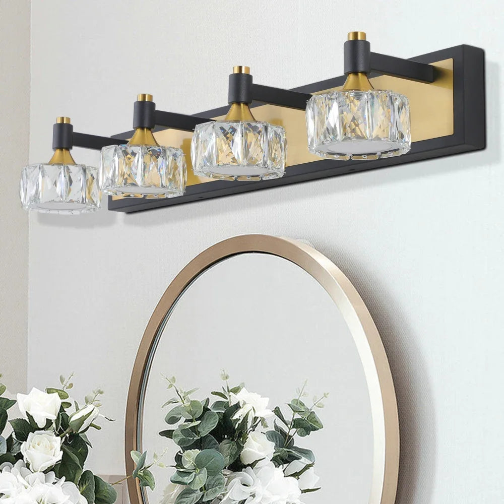 4-Lights Modern Crystal Bathroom Wall Vanity Light Fixture