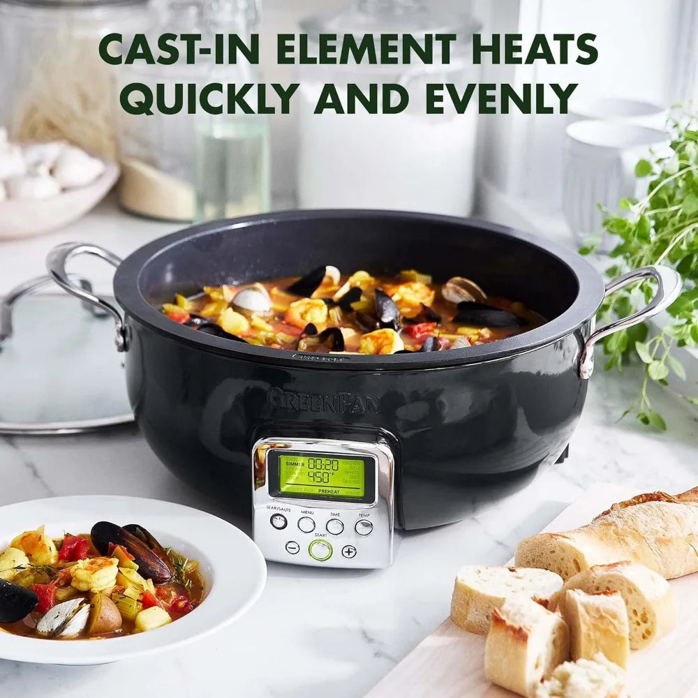 6QT DIE-CAST ALUMINUM SMART ELECTRIC SKILLET POT