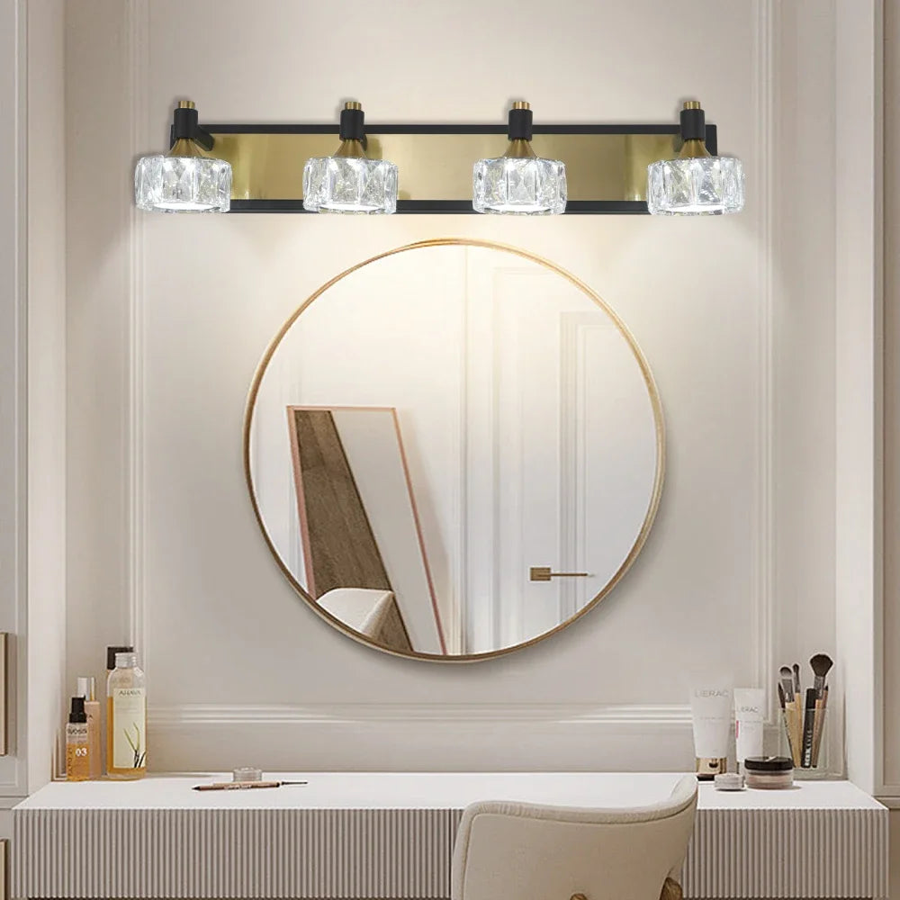 4-Lights Modern Crystal Bathroom Wall Vanity Light Fixture
