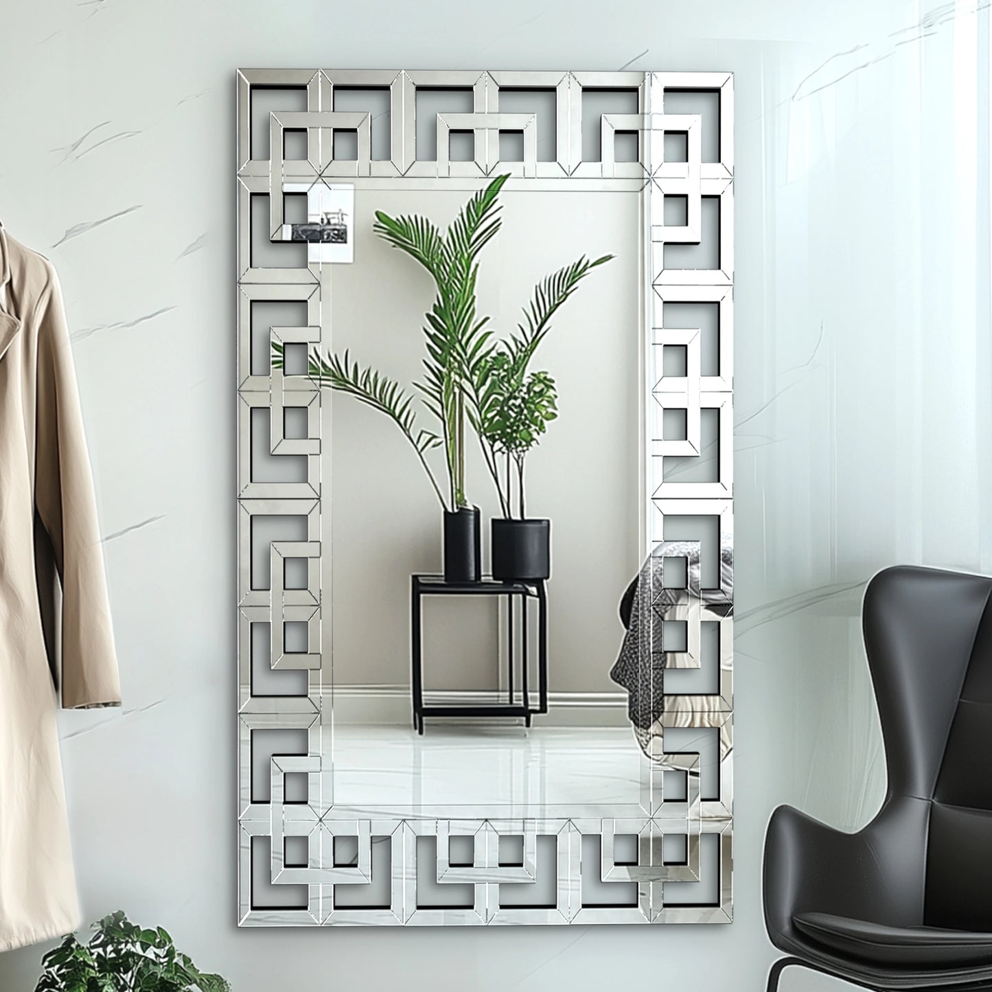 Rectangular Accent Mirror w Grecian Venetian Frame Edge