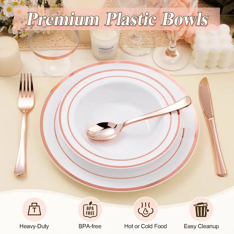 200 Pack 12oz Plastic Disposable Bowls, 3 Color Options