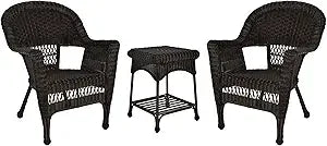 3 Piece Wicker Chair and End Table Set without Cushion, 4 Color Options
