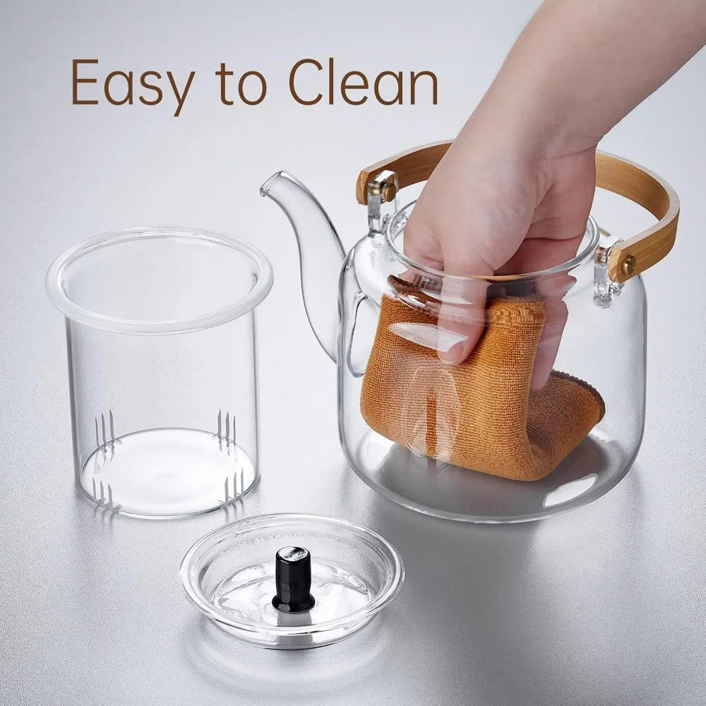 Glass Teapot with 4 Double-Walled Teacups