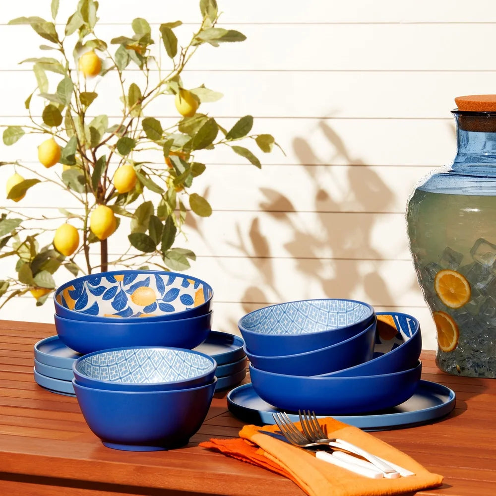 Bamboo Melamine 12-Piece Dinnerware Set