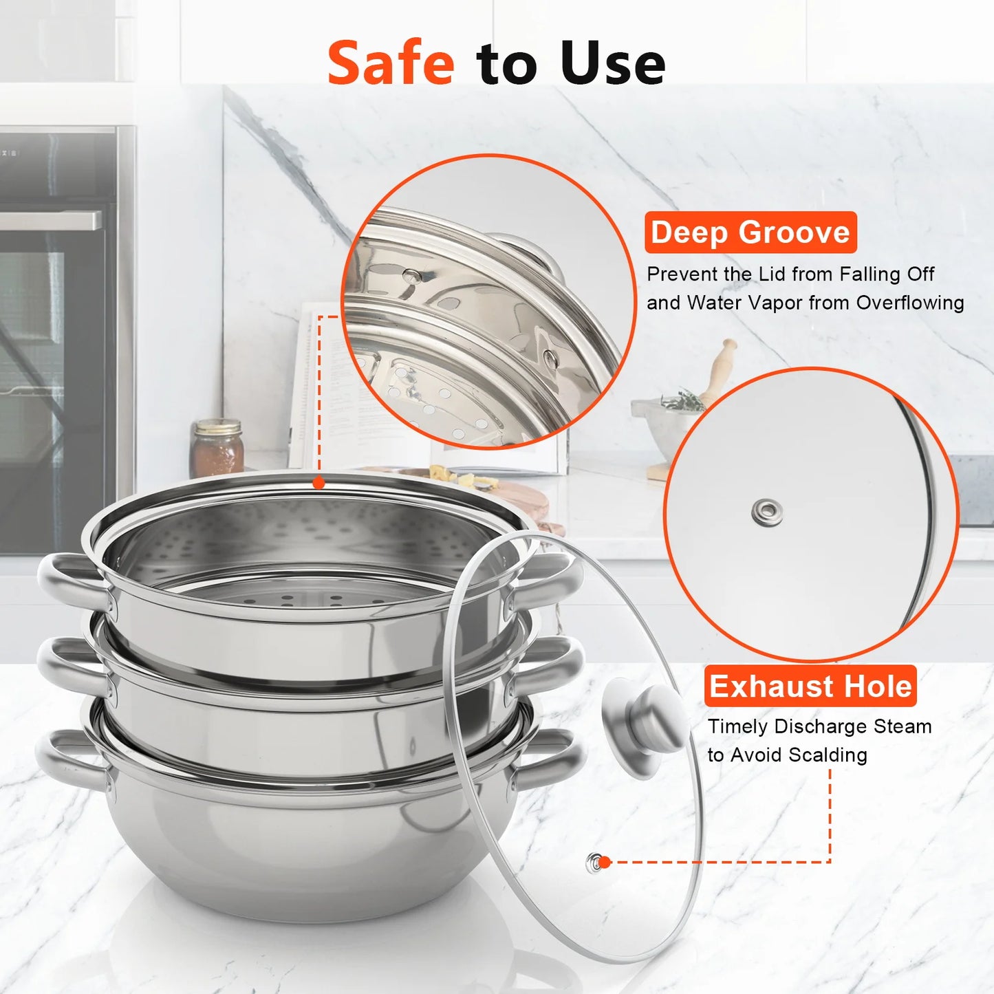 3-tier Stainless Steel Steam Cooker