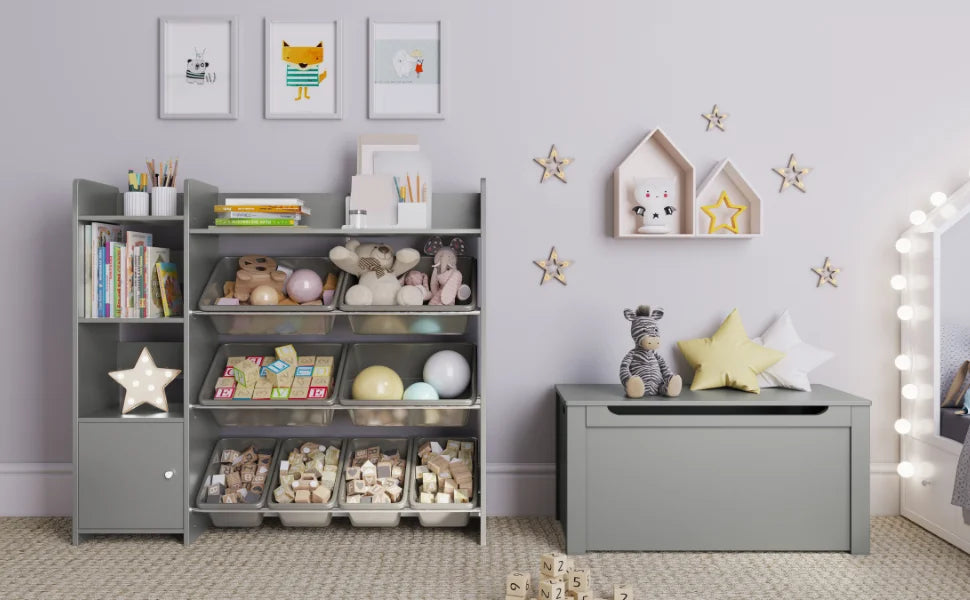Kids Playroom Organization Shelving Unit with Removable Storage Bins