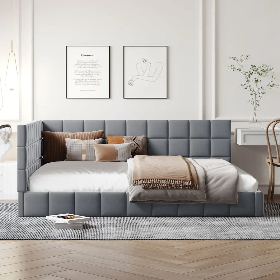 Gray Full Size Modern Upholstered Daybed/Sofa Bed Frame